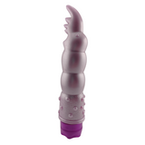 Vibratore Design Alluring Moon Cox viola opaco profilo completo con base irregolare e dettagli testurizzati