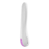 Vibratore OVO F6 bianco e rosa con base ergonomica e controlli pulsanti