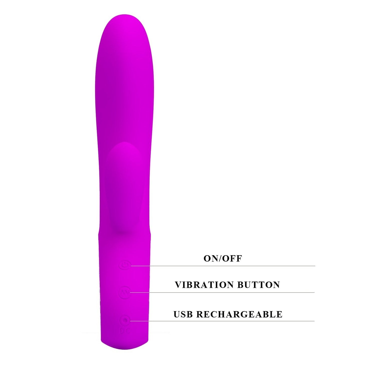 Vibratore Design in silicone Elmer - 12 modalità di vibrazione, Ricaricabile, Viola