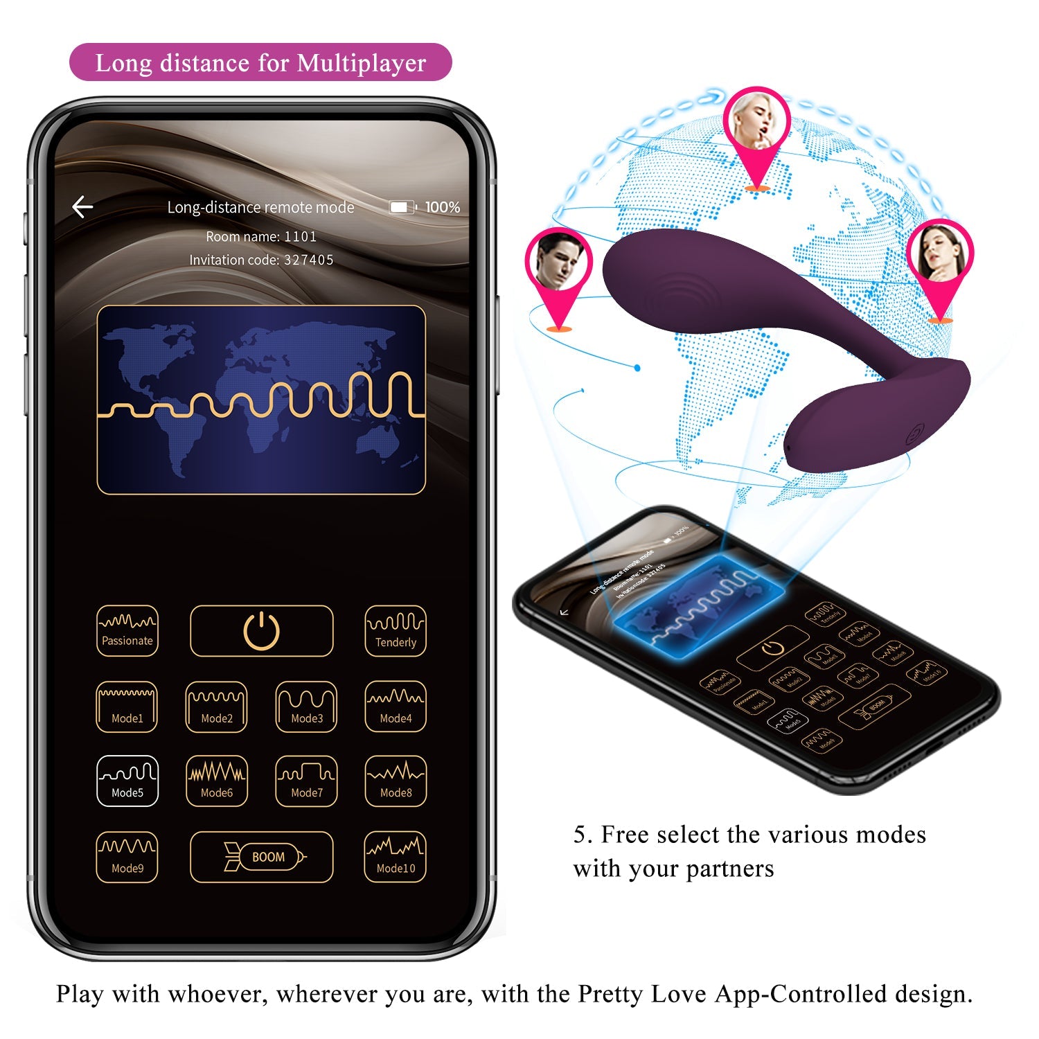 Dual Stimulation Vibrator With Smartphone Control