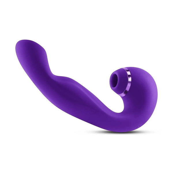 Vibratore viola a forma di U con anello argentato e tecnologia aria pulsata