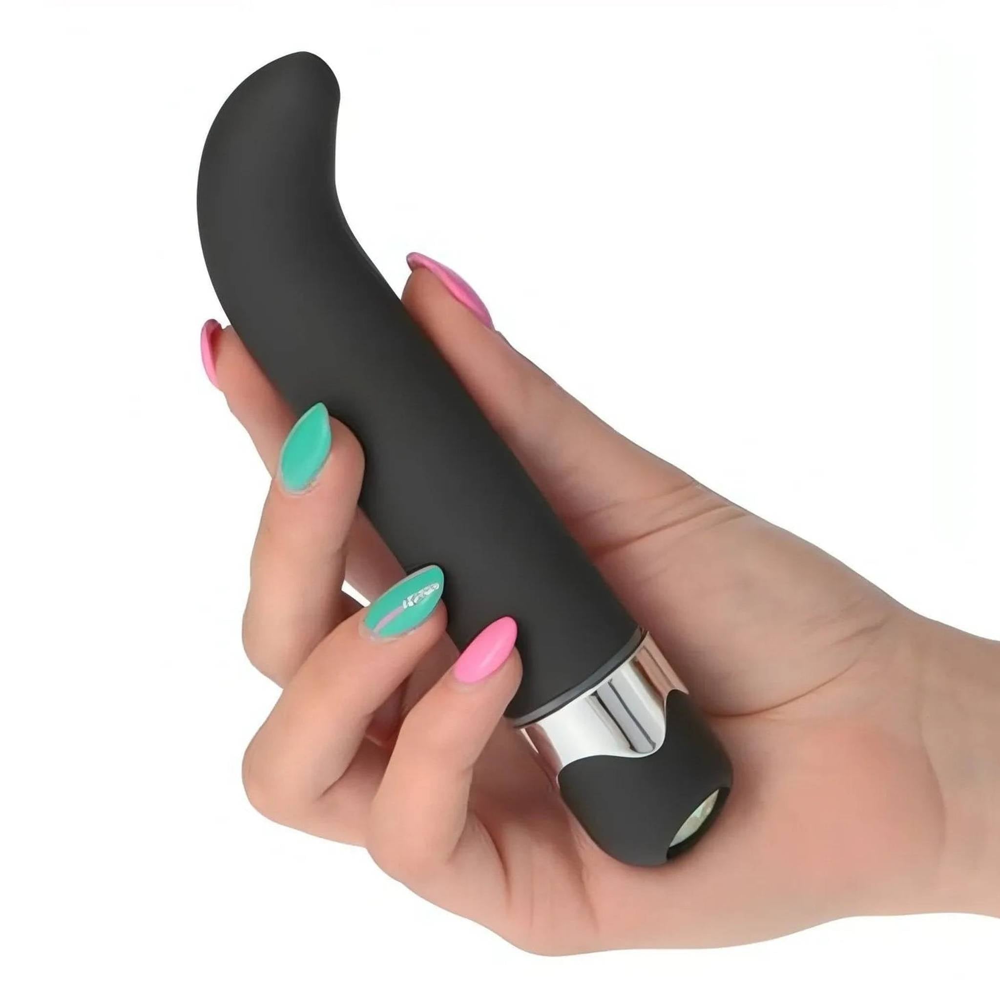 Vibratore Punto G in silicone 15 cm  - Multispeed, Nero