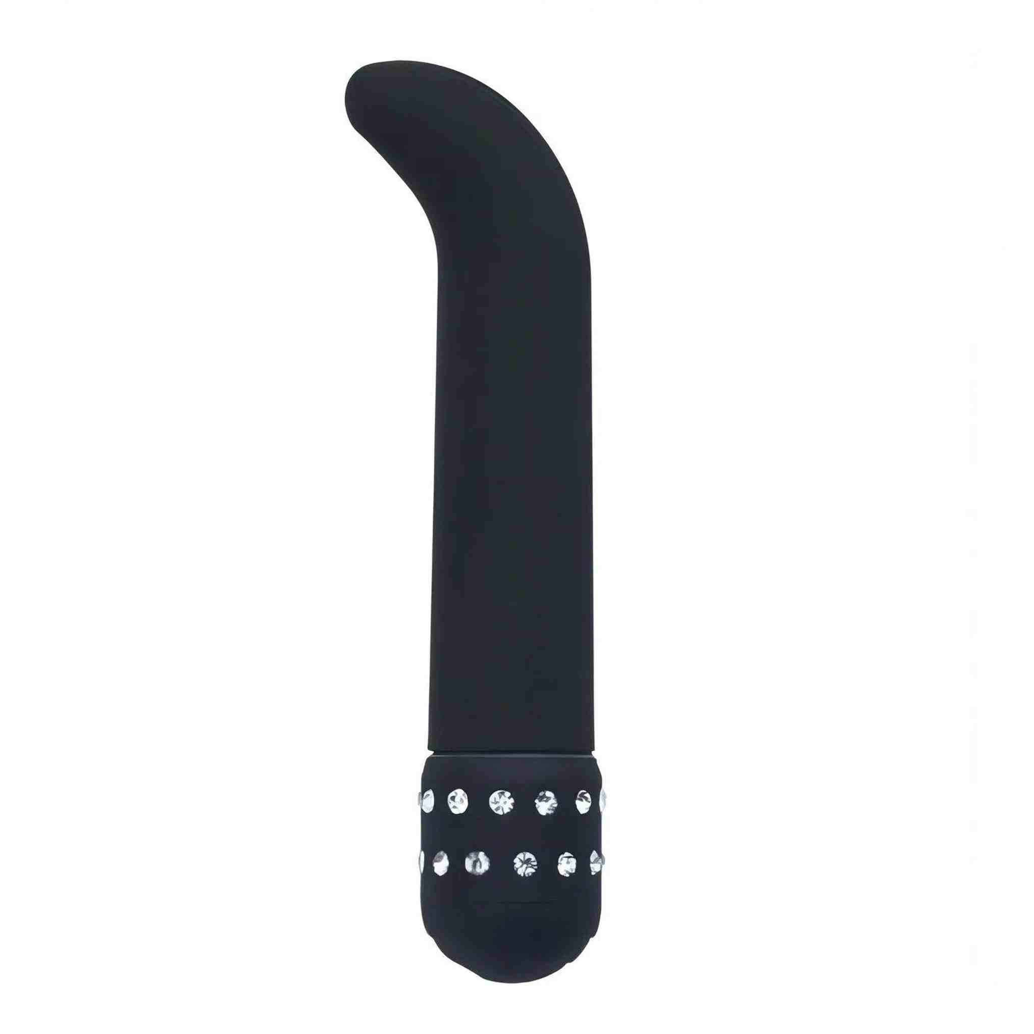 Vibratore Punto-G in silicone 15 cm con diamanti  - Multispeed, Nero