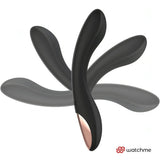 Vibratore Punto G nero in silicone con base rosa dorata e tecnologia Watchme