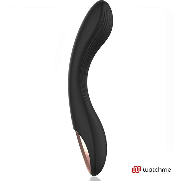 Vibratore nero a profilo ondulato per stimolazione con inserto metallico rosa