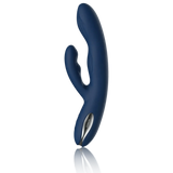 Vibratore rabbit Aylin blu scuro in silicone medicale con base metallica SVAKOM