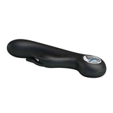 Vibratore rabbit nero opaco ergonomico con pulsanti incisi e base metallica decorata