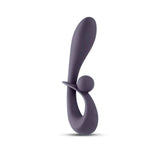 Vibratore rabbit grigio scuro in silicone vellutato con forma ergonomica e orecchietta sferica
