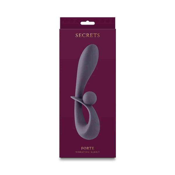 Confezione bordeaux vibratore rabbit SECRETS con logo oro e design ergonomico visibile