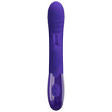 Vibratore rabbit silicone viola scuro frontale con texture lieve e pulsanti incassati