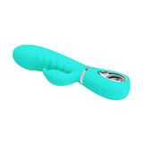 Vibratore rabbit turchese diagonale con controlli a simboli incisi
