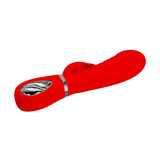 Vibratore rabbit rosso con pulsanti accensione e regolazione
