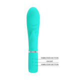 Vibratore rabbit turchese in silicone con pulsanti vibrazione e design a coniglio