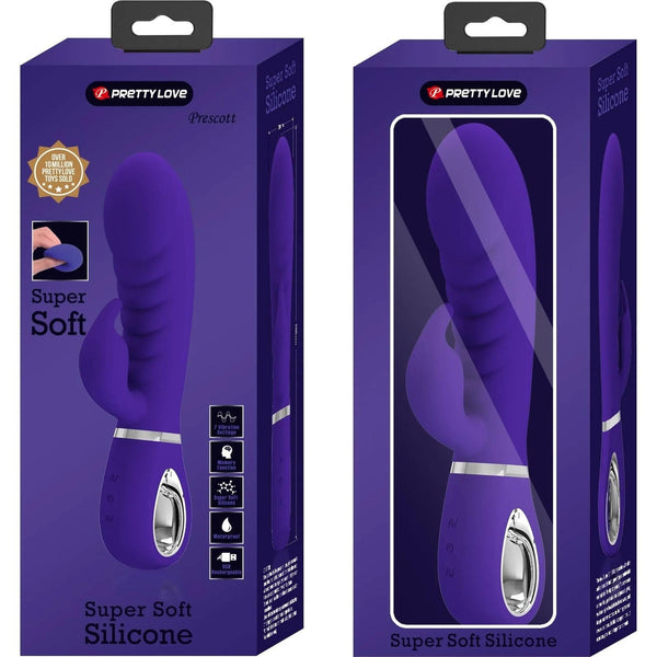 Scatola confezionamento vibratore rabbit viola Pretty Love in silicone morbido