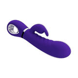 Vibratore rabbit viola in silicone con scanalature e fascia metallica argentea