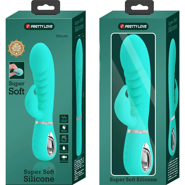Confezione vibratore rabbit turchese Pretty Love impermeabile