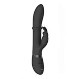 Vibratore rabbit nero in silicone morbido VIVE HALO vista laterale con anello integrato