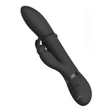 Vibratore rabbit nero opaco VIVE HALO con anello metallico argentato e design ergonomico