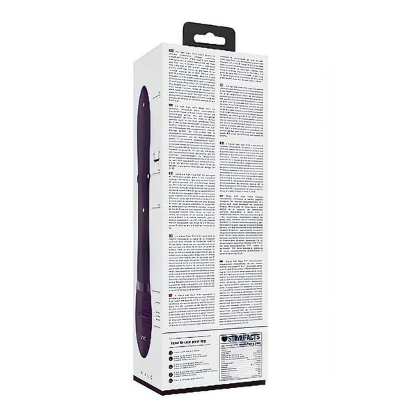 Confezione rettangolare bianca vibratore rabbit viola VIVE HALO con dettagli geometrici dorati