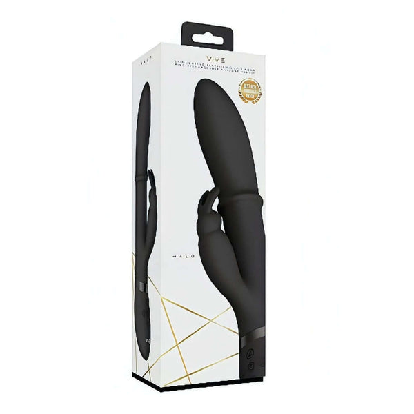 Confezione vibratore rabbit nero VIVE HALO con distintivo Best of 2022 e linee dorate