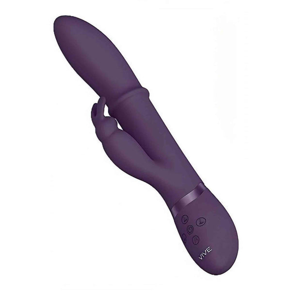 Vibratore rabbit viola VIVE HALO angolazione diagonale con tre pulsanti e logo VIVE