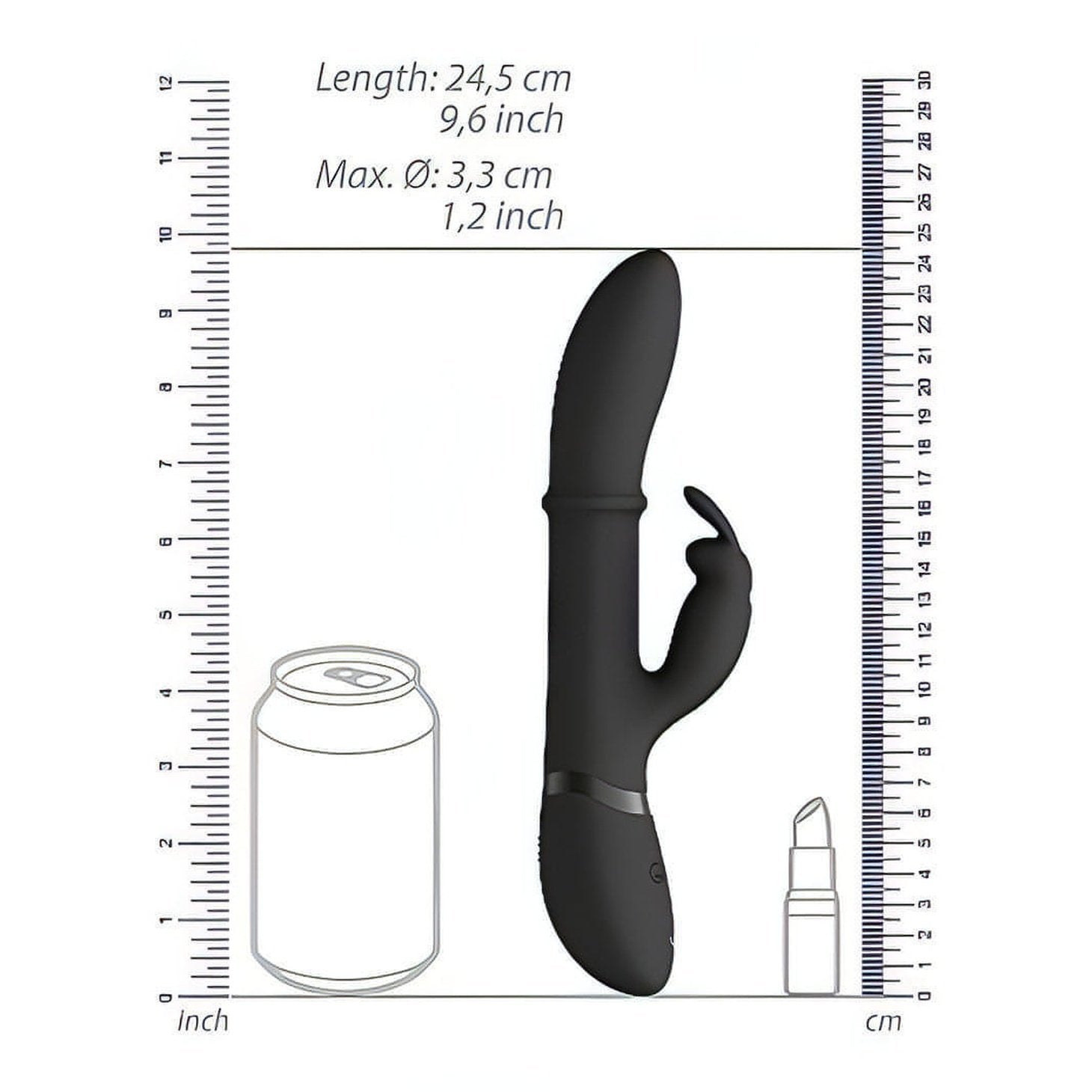 Rabbit vibrator with Up &amp; Down ring for extra stimulation of the vaginal walls - Black