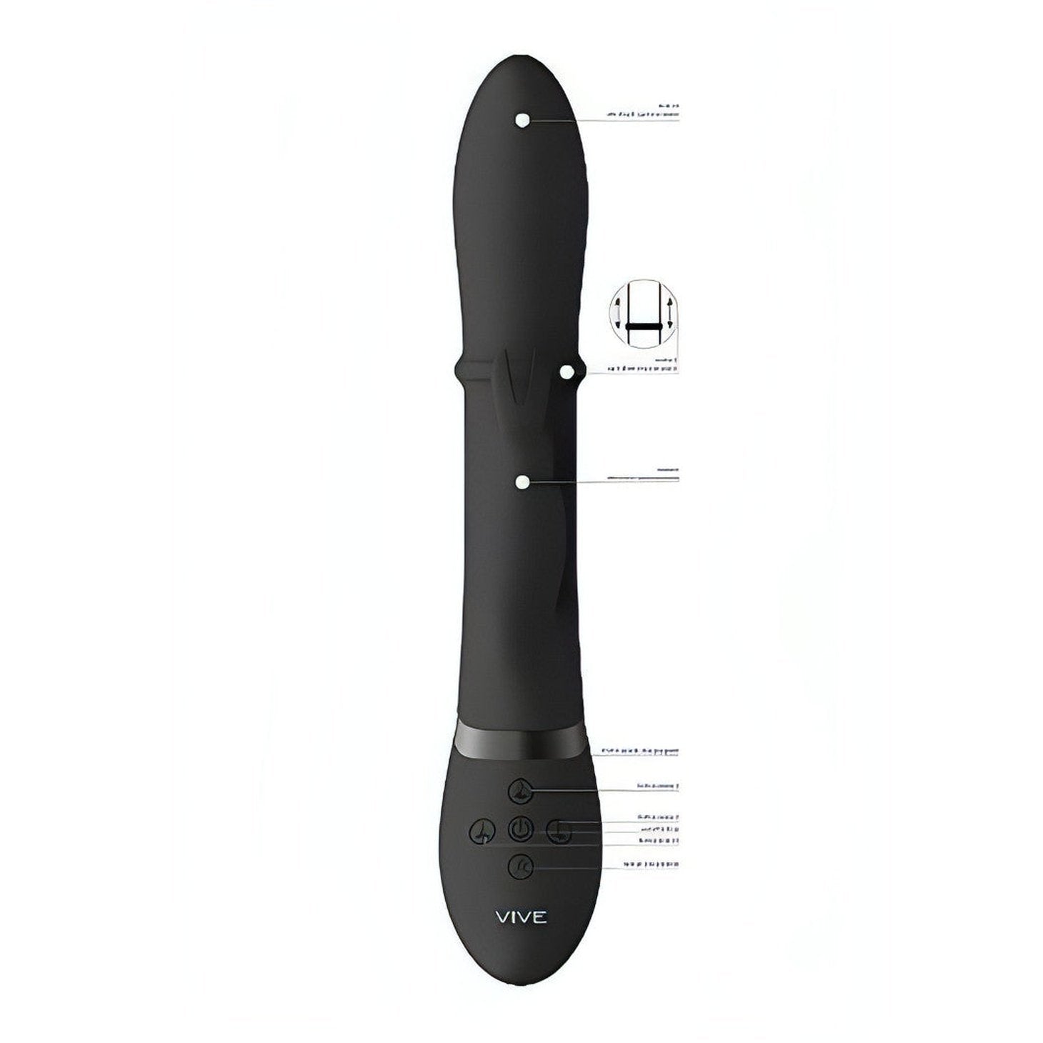 Rabbit vibrator with Up &amp; Down ring for extra stimulation of the vaginal walls - Black