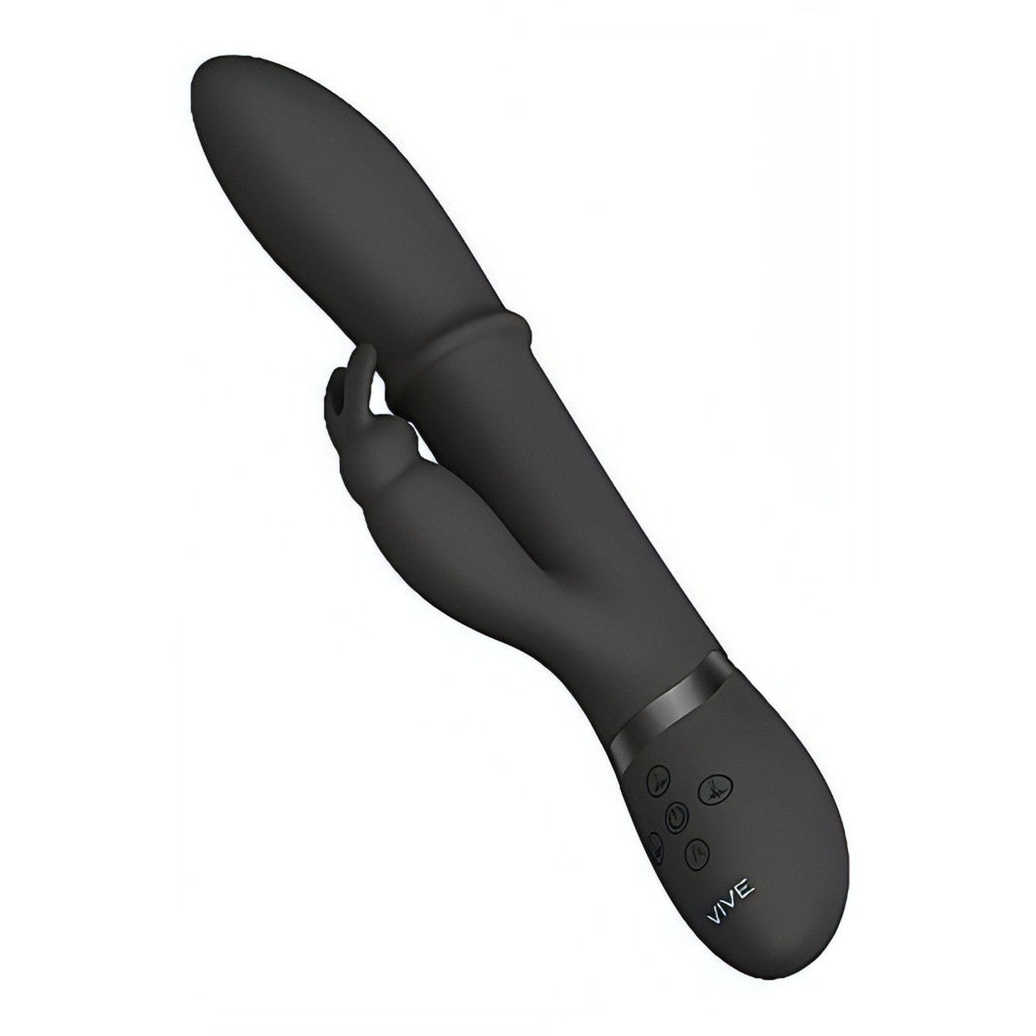 Rabbit vibrator with Up &amp; Down ring for extra stimulation of the vaginal walls - Black