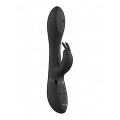 Vibratore Rabbit con pin in movimento multidirezionale a 360° in senso orario e anti-orario - Nero