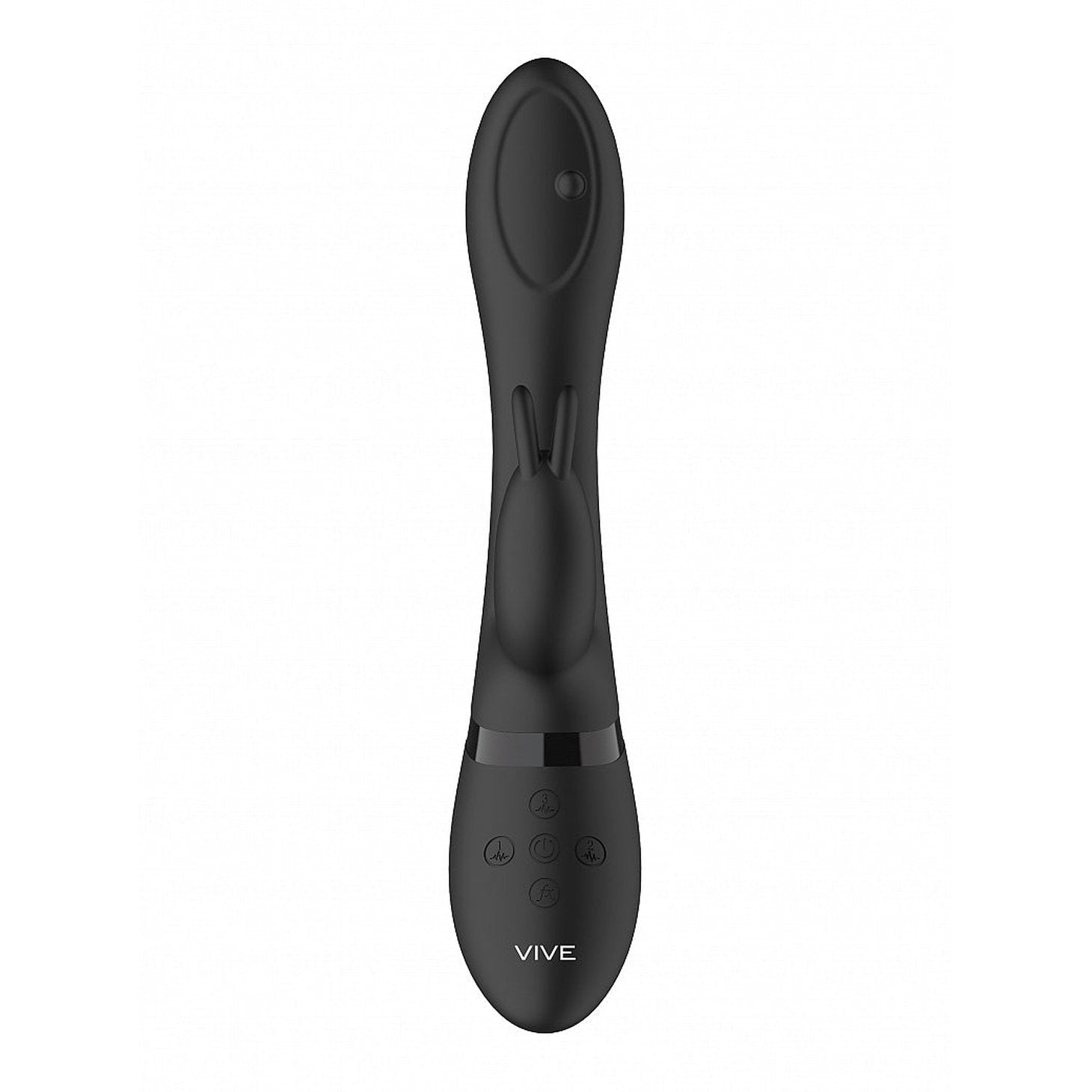 Vibratore Rabbit con pin in movimento multidirezionale a 360° in senso orario e anti-orario - Nero