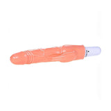 Vibratore rabbit TPR flesh orizzontale con anelli e texture vene in rilievo