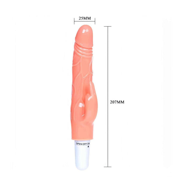 Vibratore rabbit TPR flesh dimensioni 207mm con interruttore OFF ON