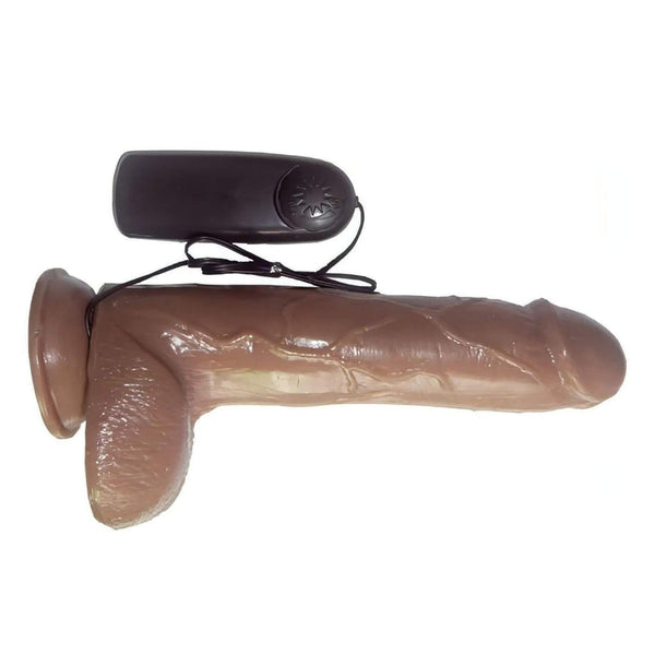Vibratore realistico marrone chiaro 21 cm con telecomando e design anatomico dettagliato