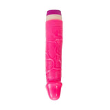 Vibratore realistico fucsia 20,5 cm con texture pelle e base bianca