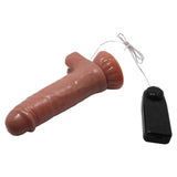 Vibratore anatomico pelle con testicoli e telecomando nero cavo bianco