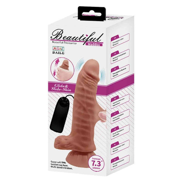 Scatola prodotto vibratore TPE soft rubber base ventosa multiveloce