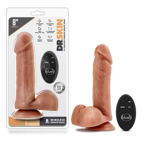 Dildo realistico 8 pollici rosa carne in confezione con telecomando