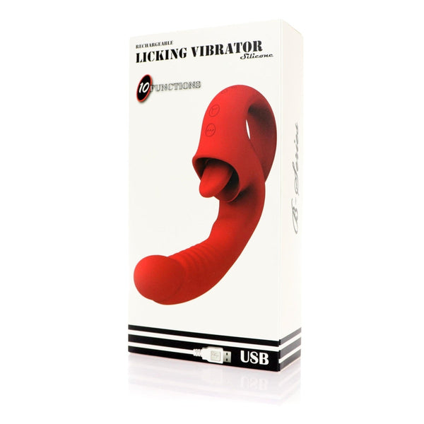 Vibratore Vaginale e Clitorideo Con Lingua e Impugnatura