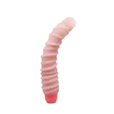 Vibratore rosa carne flessibile curvo verso l'alto in silicone