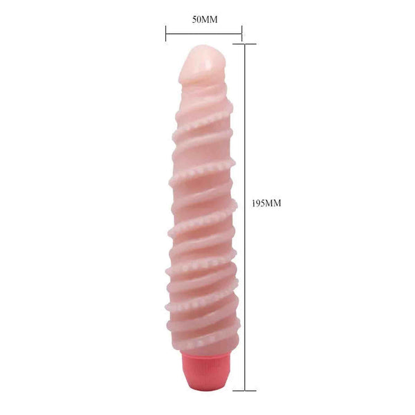 Vibratore rosa carne dimensioni 195mm lunghezza con rilievi