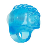 Vibratore da dito Calexotics blu traslucido profilo laterale ergonomico