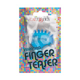 Confezione Vibratore da Dita Calexotics blu traslucido con design compatto