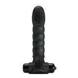 Vibratore da dito nero con simboli CE e riciclaggio sulla base di vibrazione