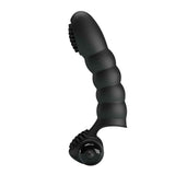 Profilo curvato vibratore da dito nero in silicone opaco con stimolatore