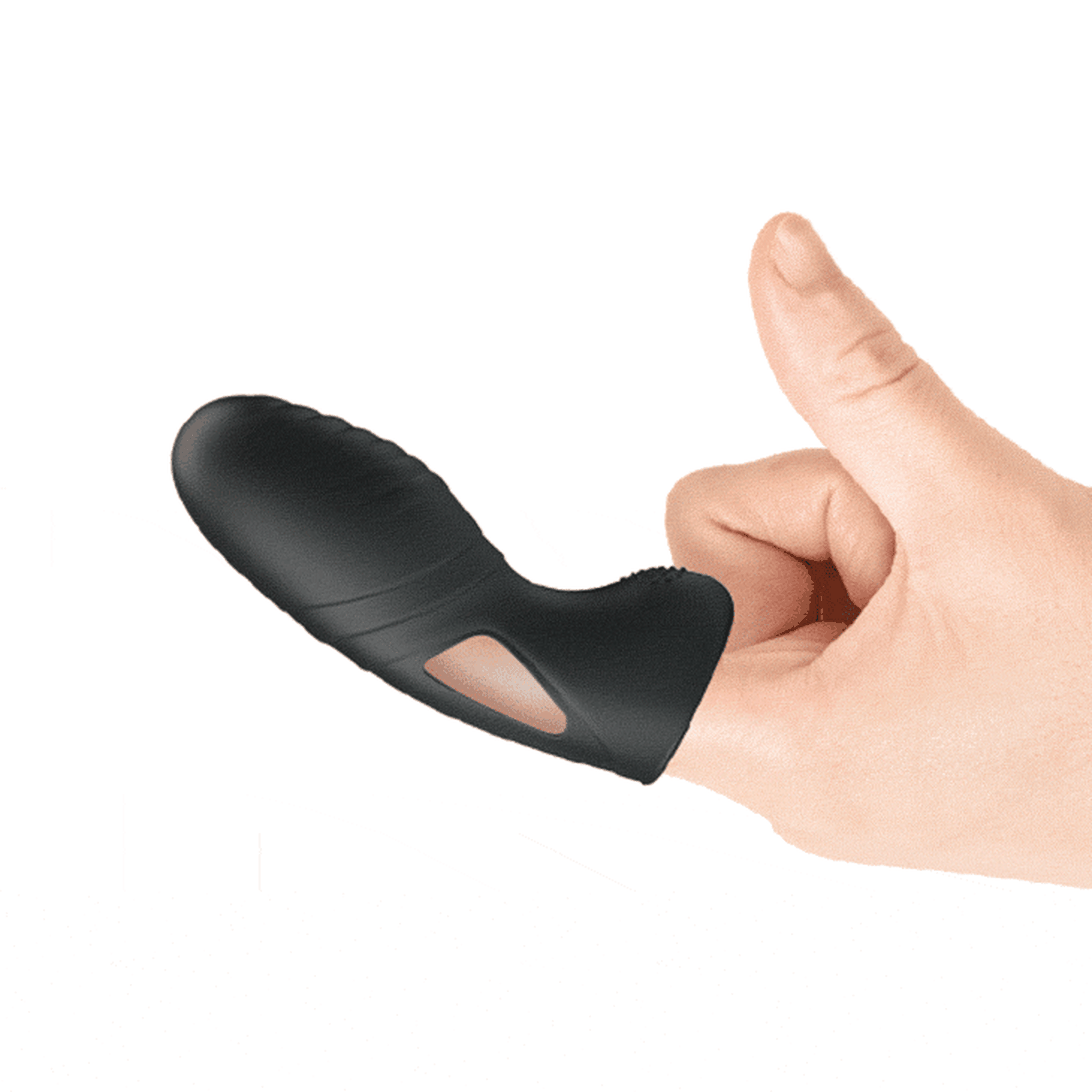 Vibratore da dita con nervature stimolanti Ø 2.3 cm -  Nero, Silicone