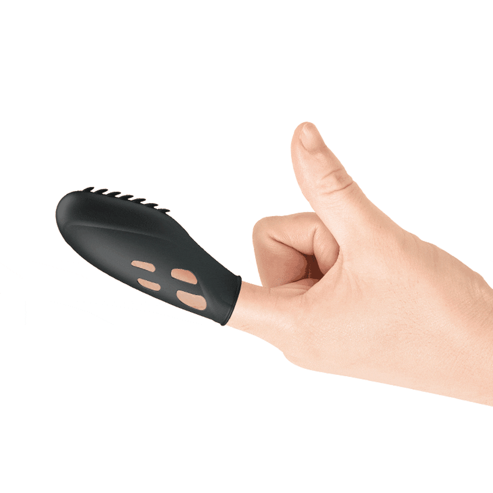 Vibratore da dita con rilievi stimolanti Ø 1.8 cm -  Nero, Silicone