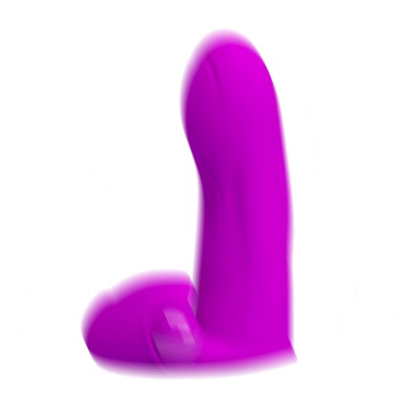Vibratore da dita viola acceso in silicone con sfera di stimolazione