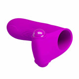 Vibratore da dito viola acceso design ergonomico a T per singolo dito