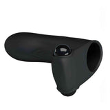 Vibratore da dito nero in silicone vellutato con sfera traslucida