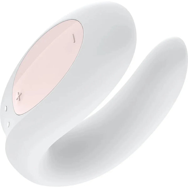 Vibratore di coppia in silicone anallergico bianco vista laterale curva